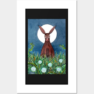 Hare By Full Moon Posters and Art